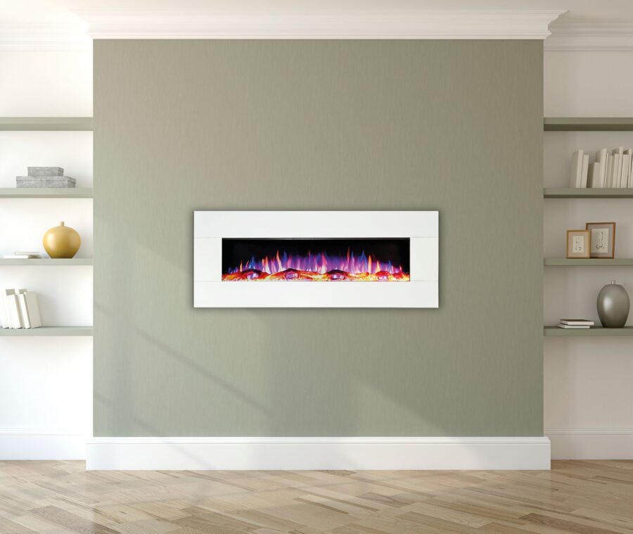 Ezee Glow – Zara 50″ White Wall Mounted Electric Fire