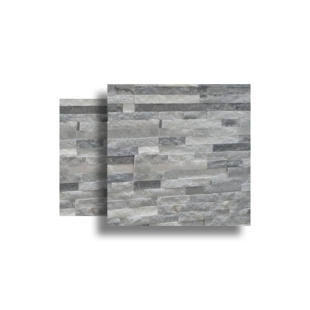 Grey White Staggered Slate Fireplace Chamber